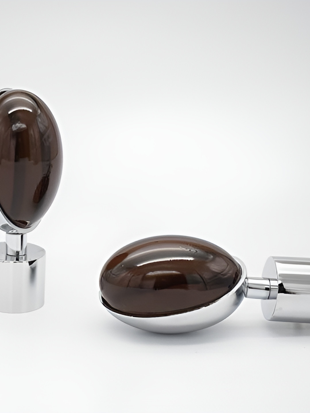 Rab Brown & Silver Toned 4 Pieces Metal Rust Proof Rod Rail Brackets & Hooks