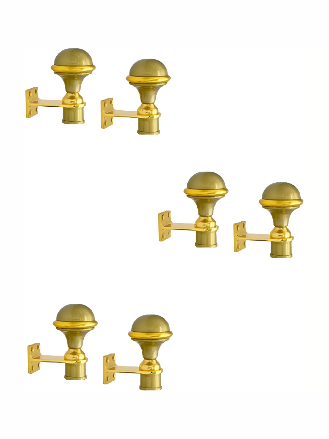 Rab Beige & Gold Toned 6 Pieces Matte Metal Rod Rail Brackets