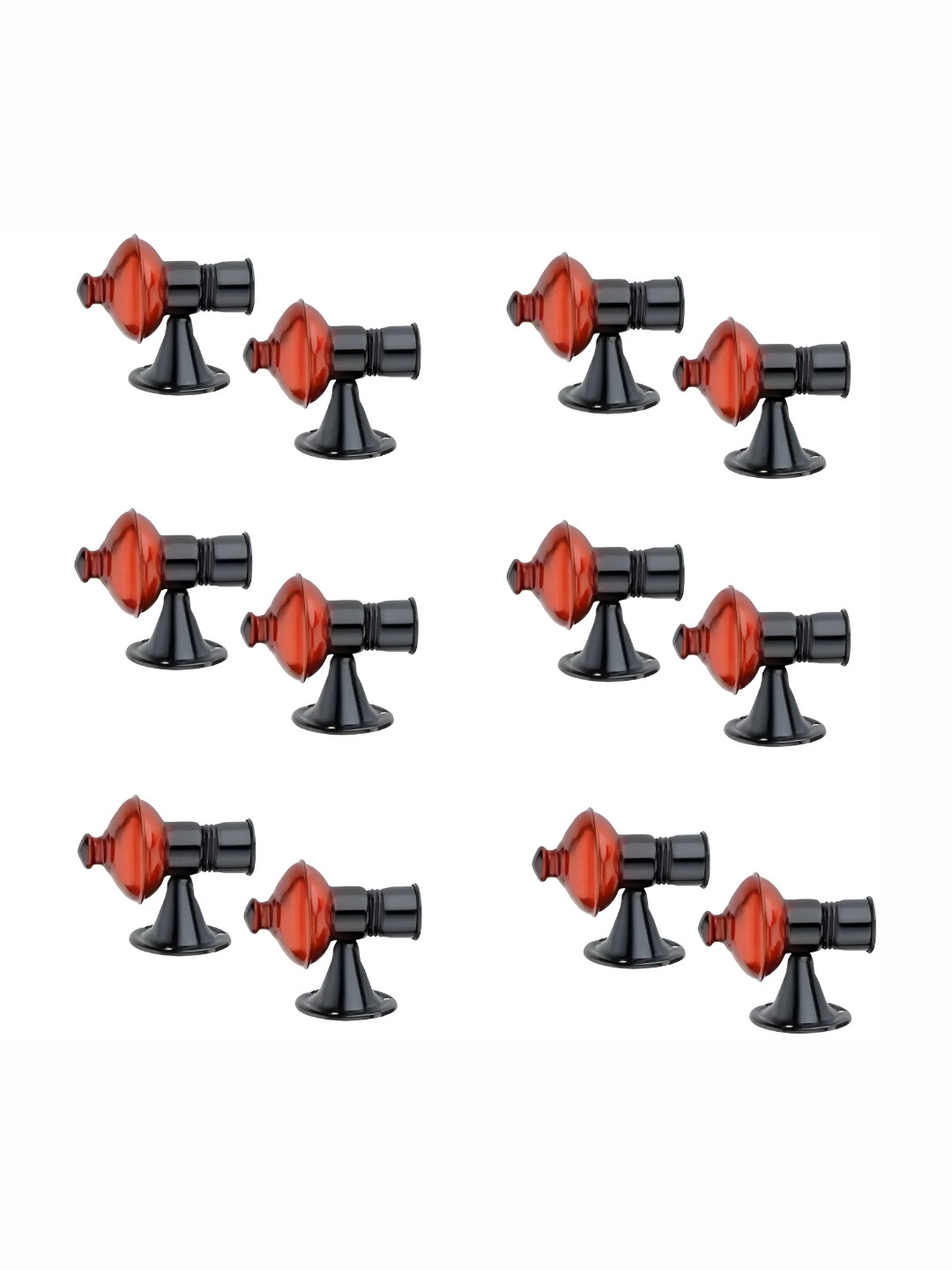 Rab Red & Black 12 Pieces Metal Glossy Rod Rail Brackets
