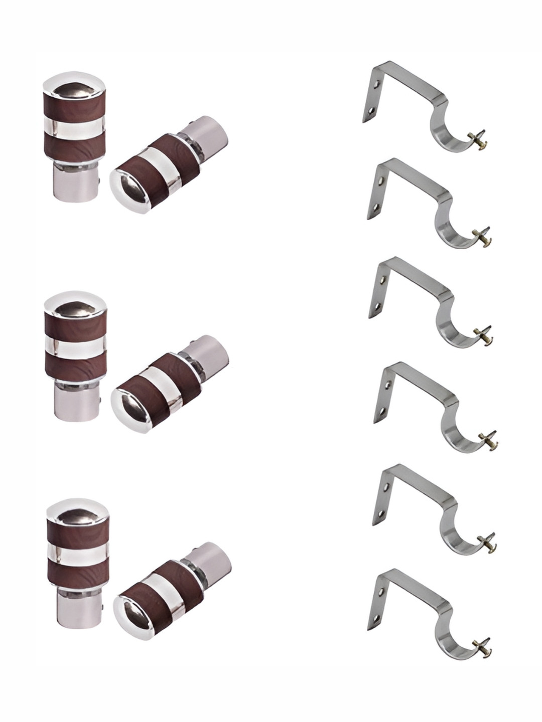 Rab Brown 6 Pcs Wooden Rod Rail Brackets