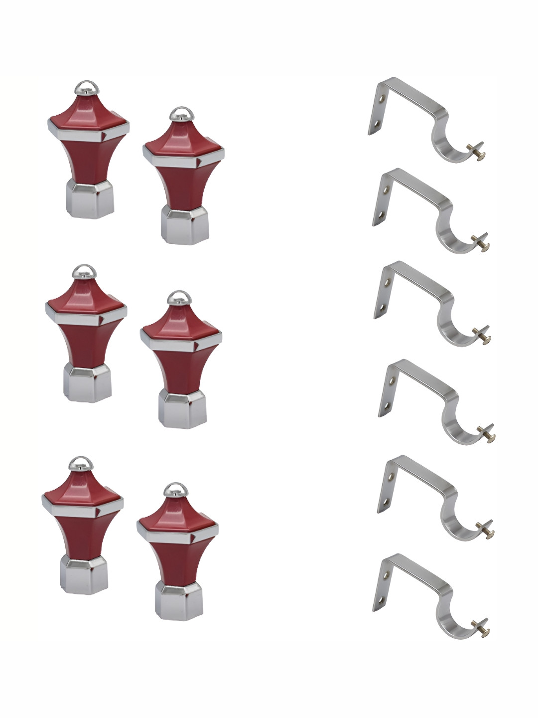 Rab Red 6 Pcs Metal Rod Rail Brackets