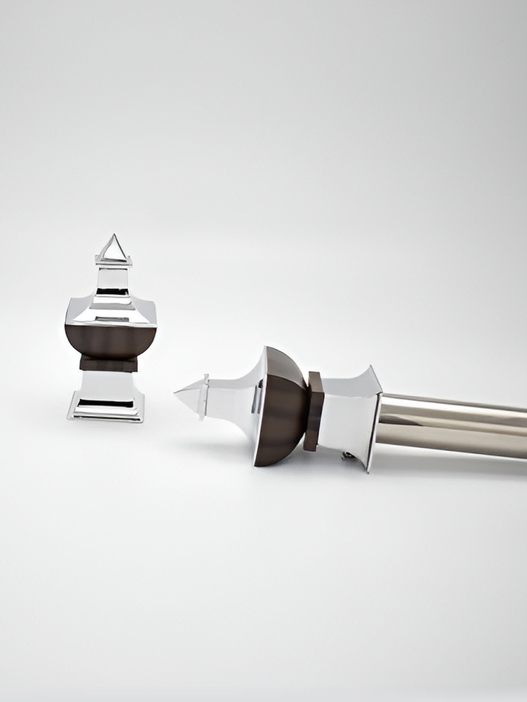 Rab Silver Toned & Brown 4 Pieces Rust Proof Rod Rail Metal Bracket With Hooks