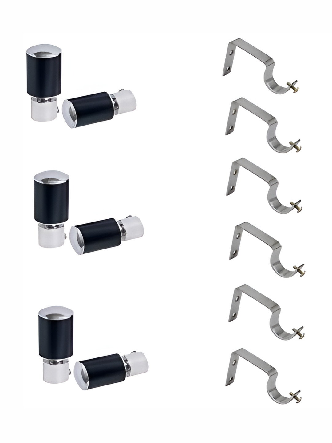 Rab Blue & White 12 Pieces Stainless Steel Rod Rail Brackets With Hooks