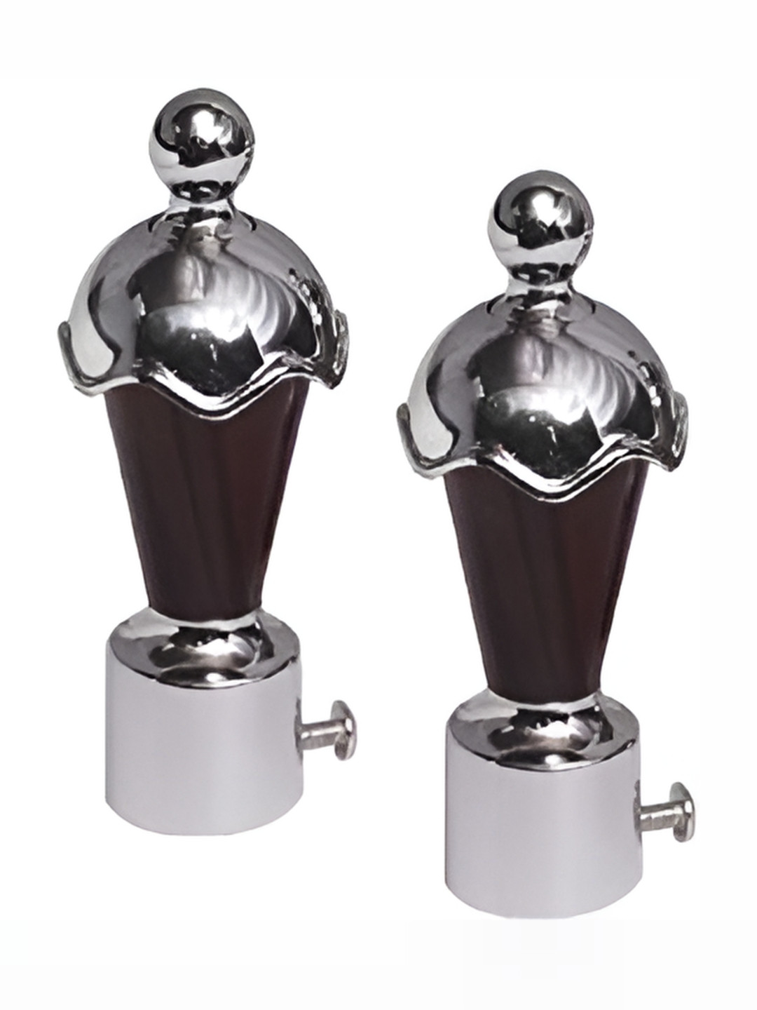 Rab Brown & Silver Toned 4 Pieces Rust Proof Rod Rail Metal Bracket With Hooks