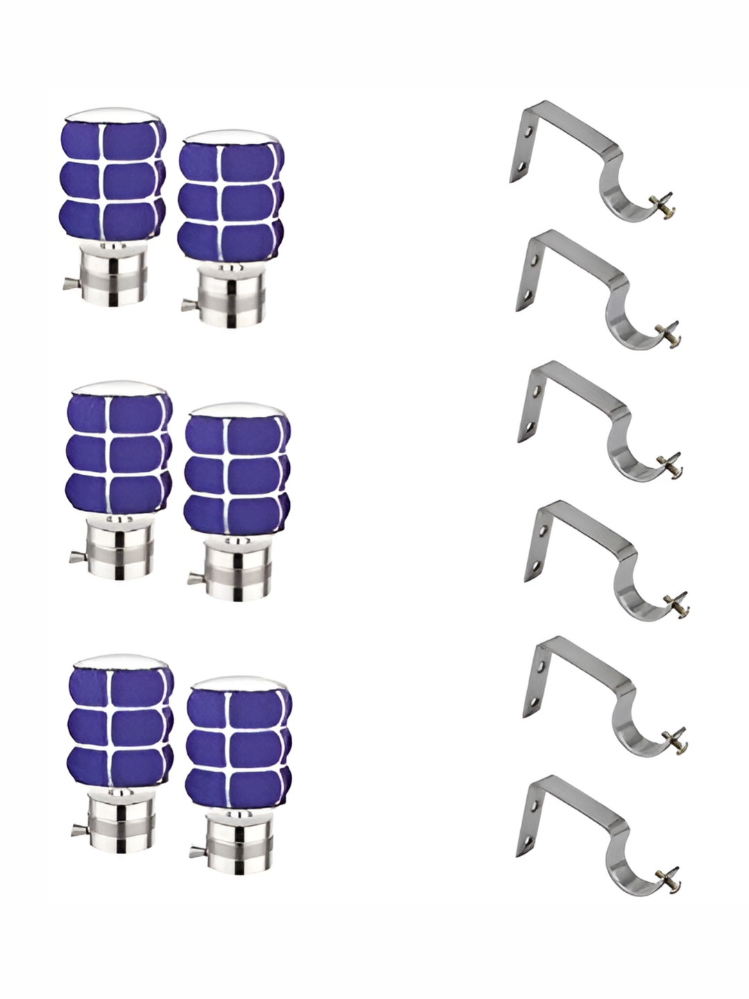 Rab Purple & Silver Toned 12 Pieces Rod Rail Bracket With Hooks