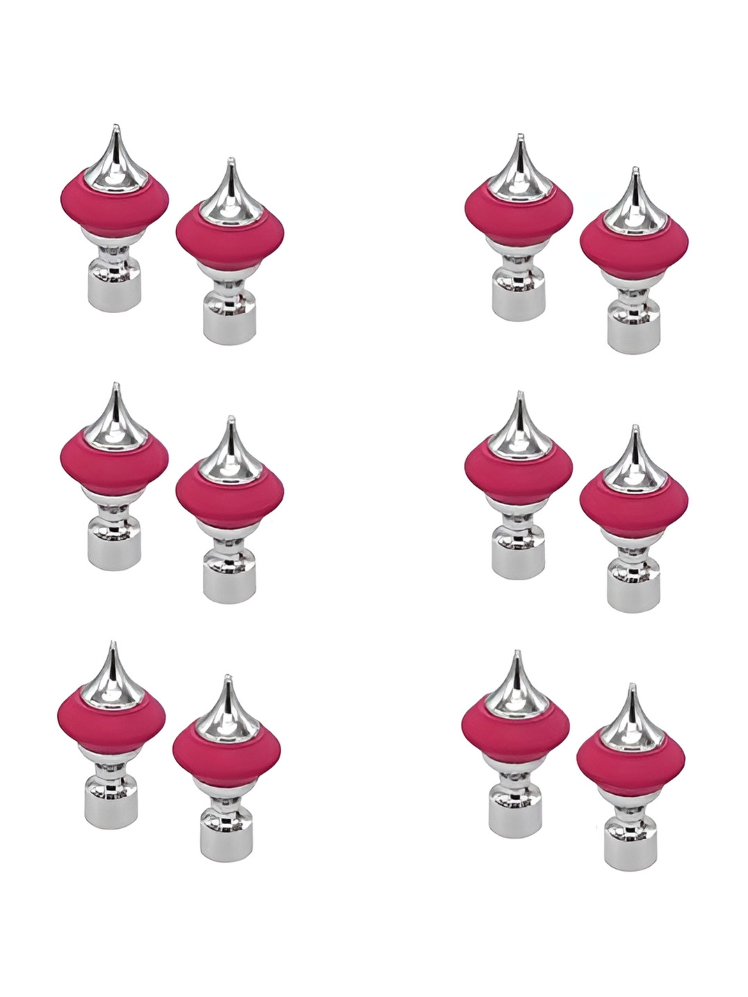 Rab Pink& Silver Toned 24 Pieces Curtain Metal Rod Rail Brackets With Hooks