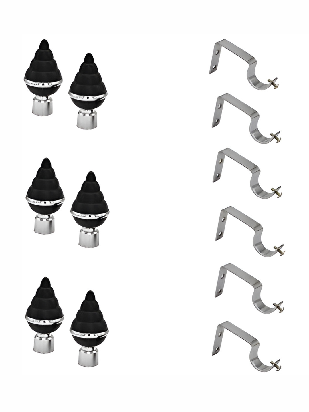 Rab Black 6 Pieces Rust-Proof Rod Rail Brackets