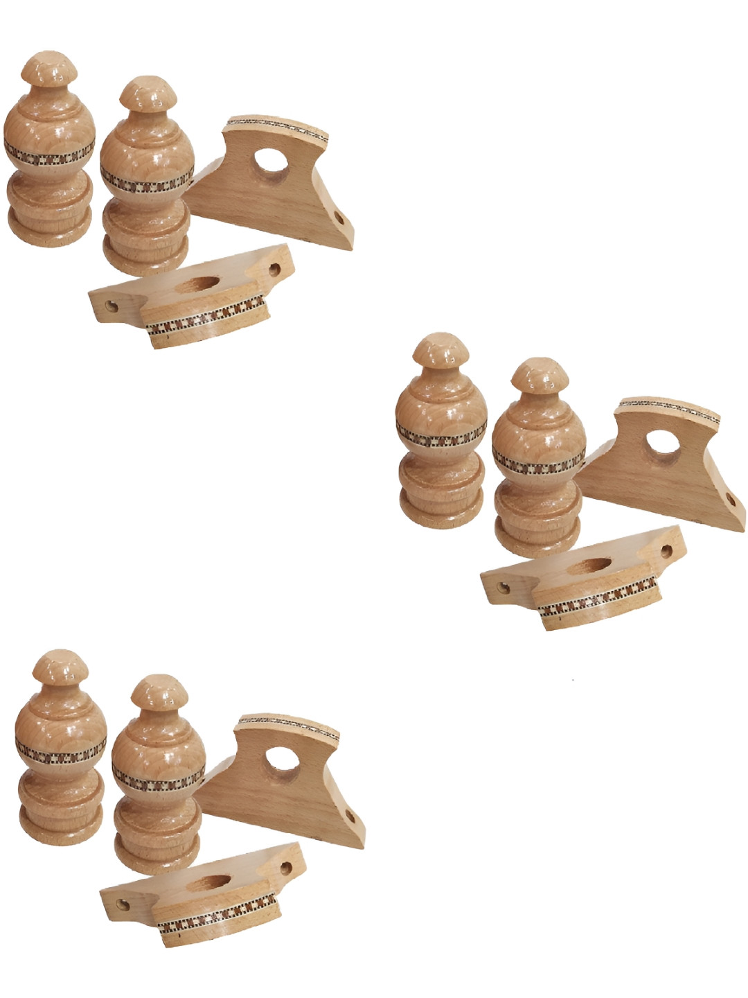 Rab Brown 13 Pieces Wooden Rod Rail Brackets With Hooks