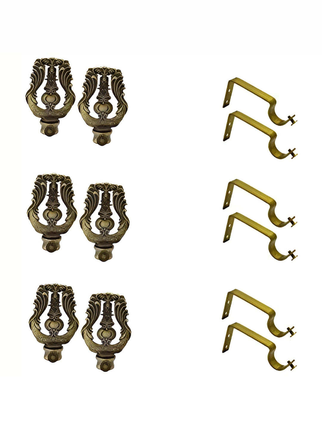 Rab Gold Toned 12 Pieces Rod Rail Metal Bracket With Hooks
