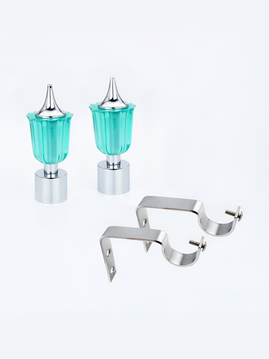 Rab Green & Grey 4 Pieces Hook Rod Rail Bracket