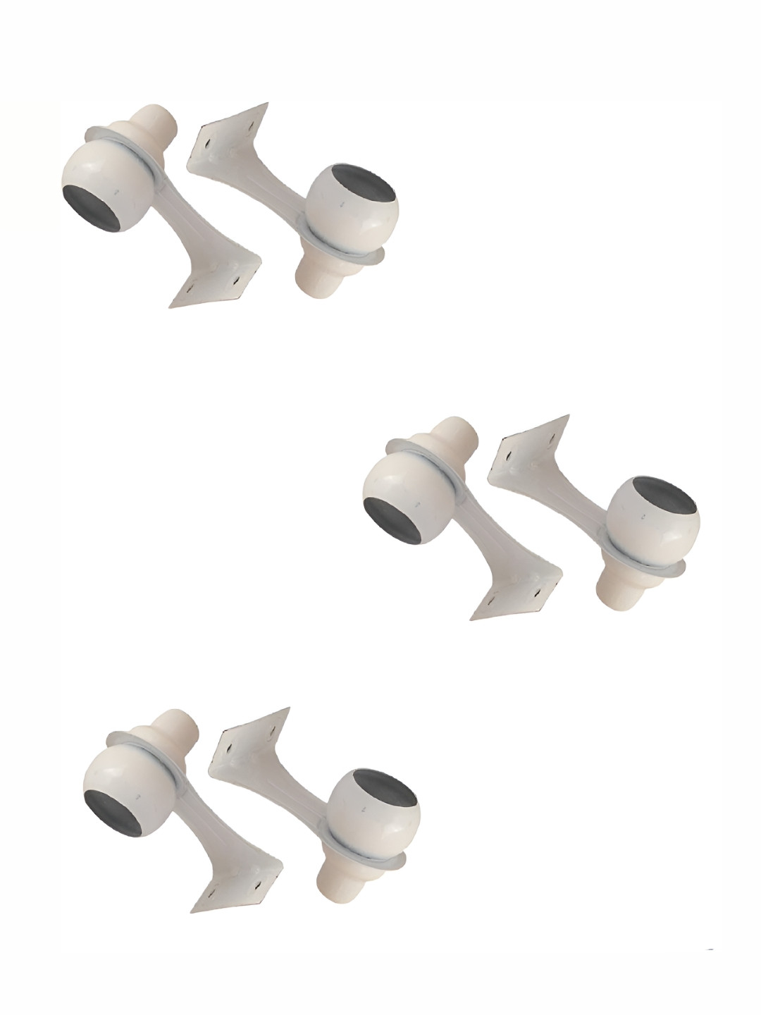 Rab White 6 Pieces Metal Rod Rail Brackets