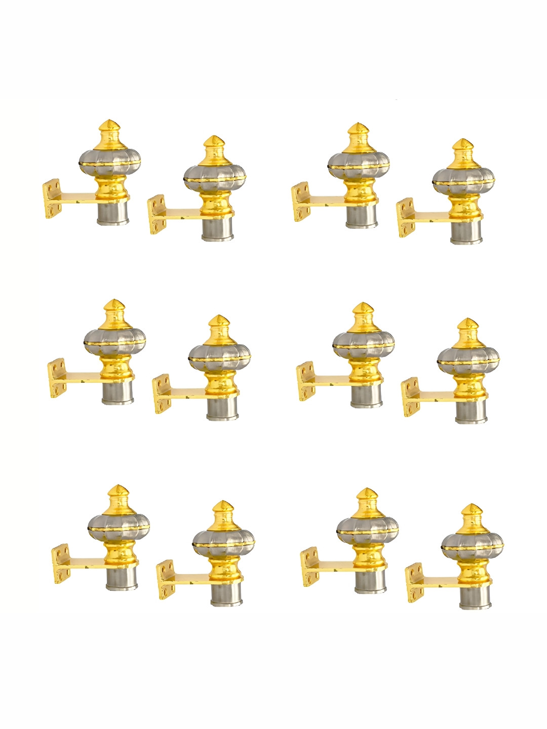 Rab Silver Toned & Gold Toned 12 Pieces Metal Rod Rail Brackets