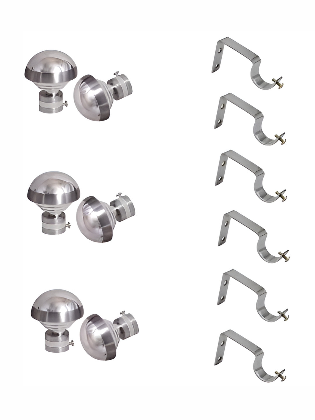 Rab Silver Toned 6 Pieces Rod Rail Stainless Steel Bracket