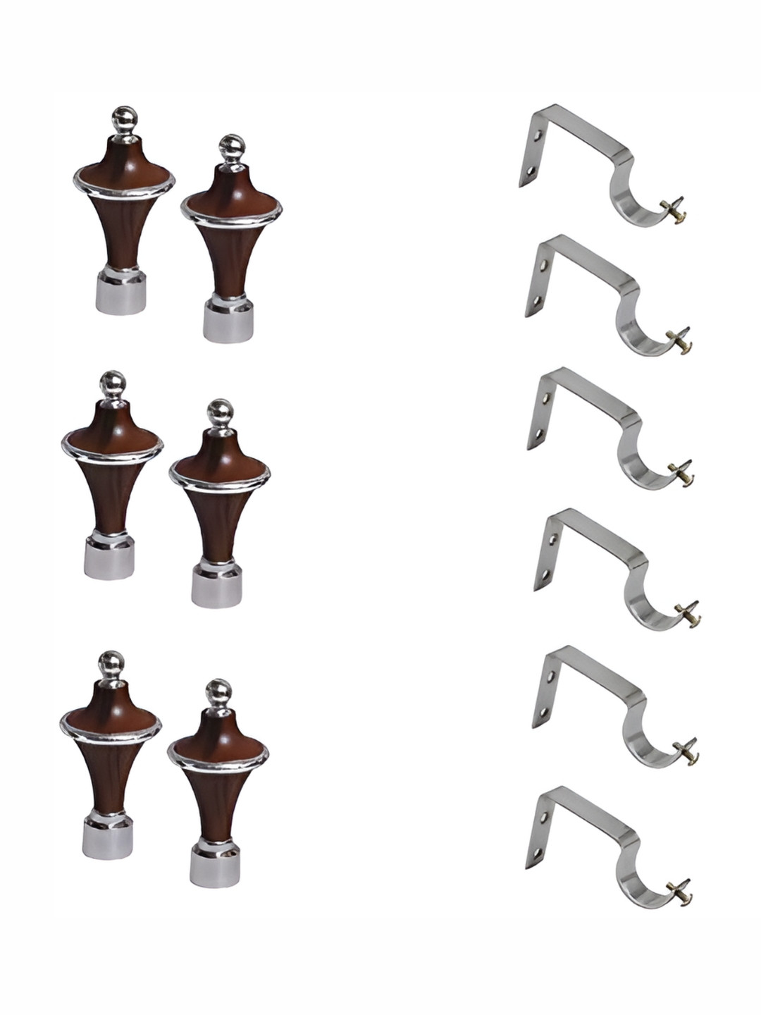 Rab Brown & Silver Toned 2 Pieces  Rust Proof Rod Rail Metal Bracket