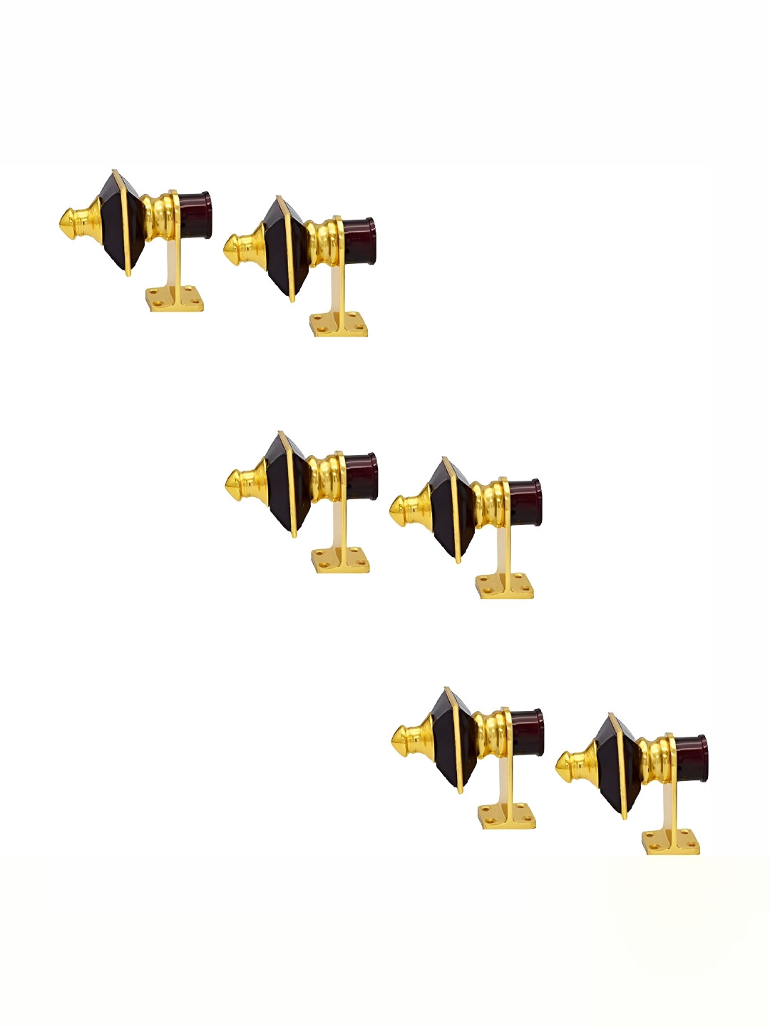 Rab Maroon & Yellow 6 Pcs Curtain Rods & Brackets