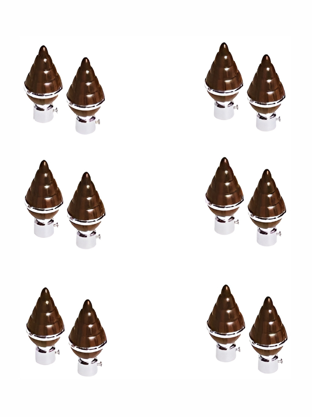 Rab Brown & Sliver Toned 12 Pieces Curtain Rods & Brackets