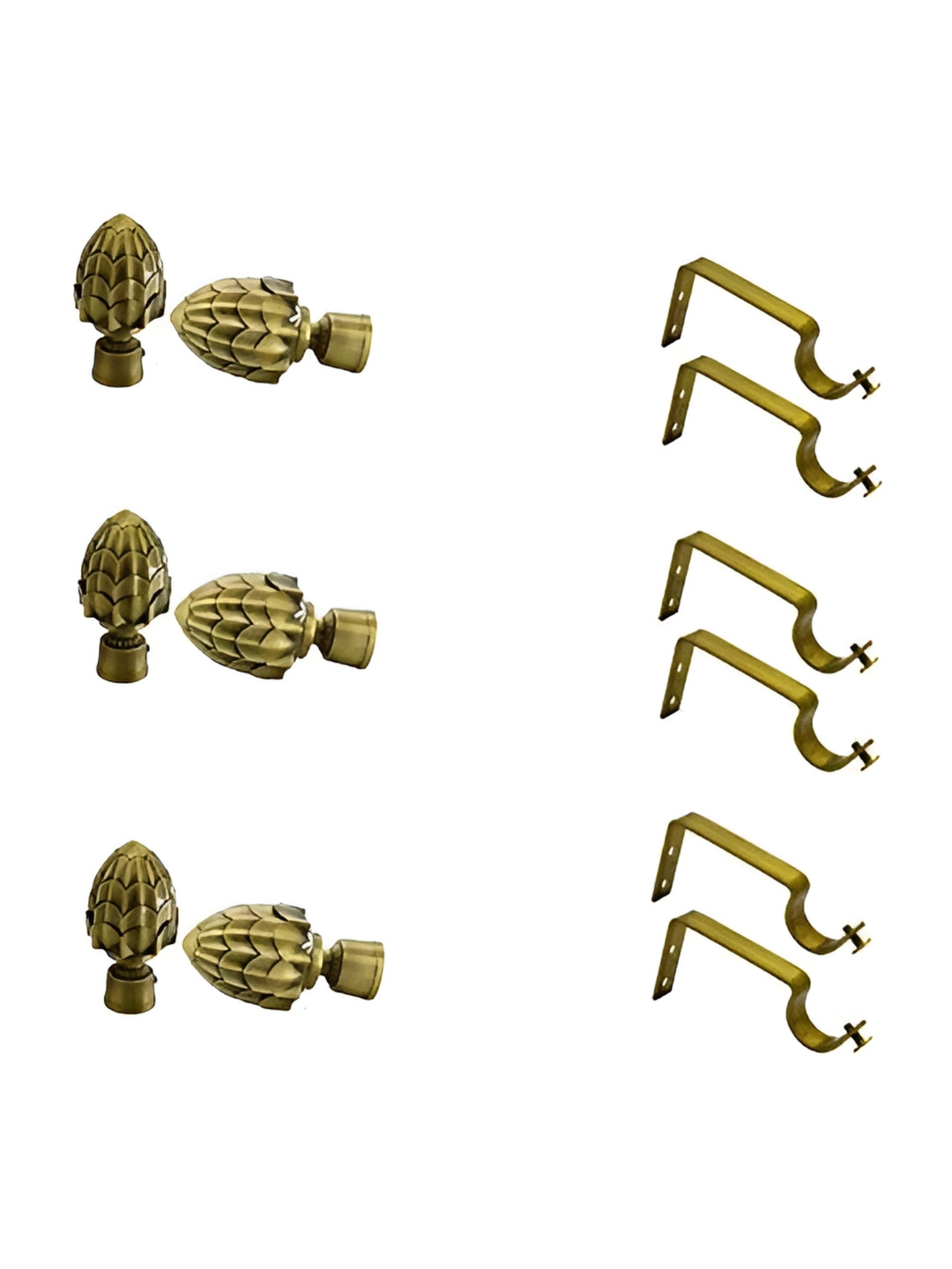 Rab Gold Toned 6 Pieces Rod Rail Metal Brackets
