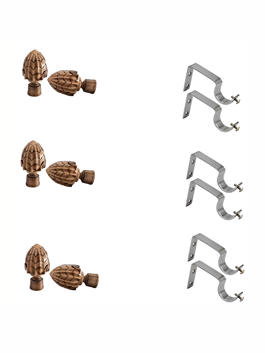 Rab Peach 6 Pieces Rod Rails Metallic Brackets