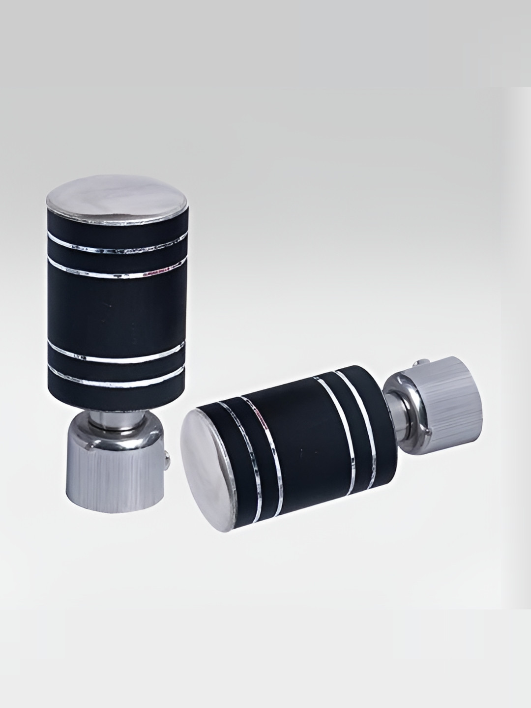 Rab Black & Silver Toned 4 Pieces Rod Rail Bracket With Curtain Knobs