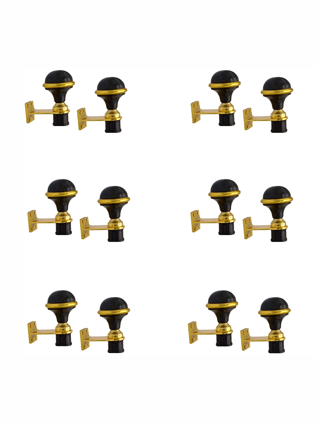 Rab Black & Gold Toned 12 Pieces Rod Rails Metallic Brackets