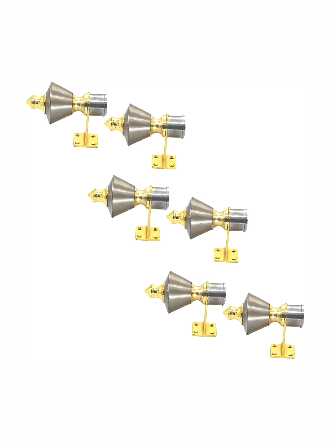 Rab Silver Toned & Gold Toned 6 Pieces Metal Rod Rail Glossy Brackets