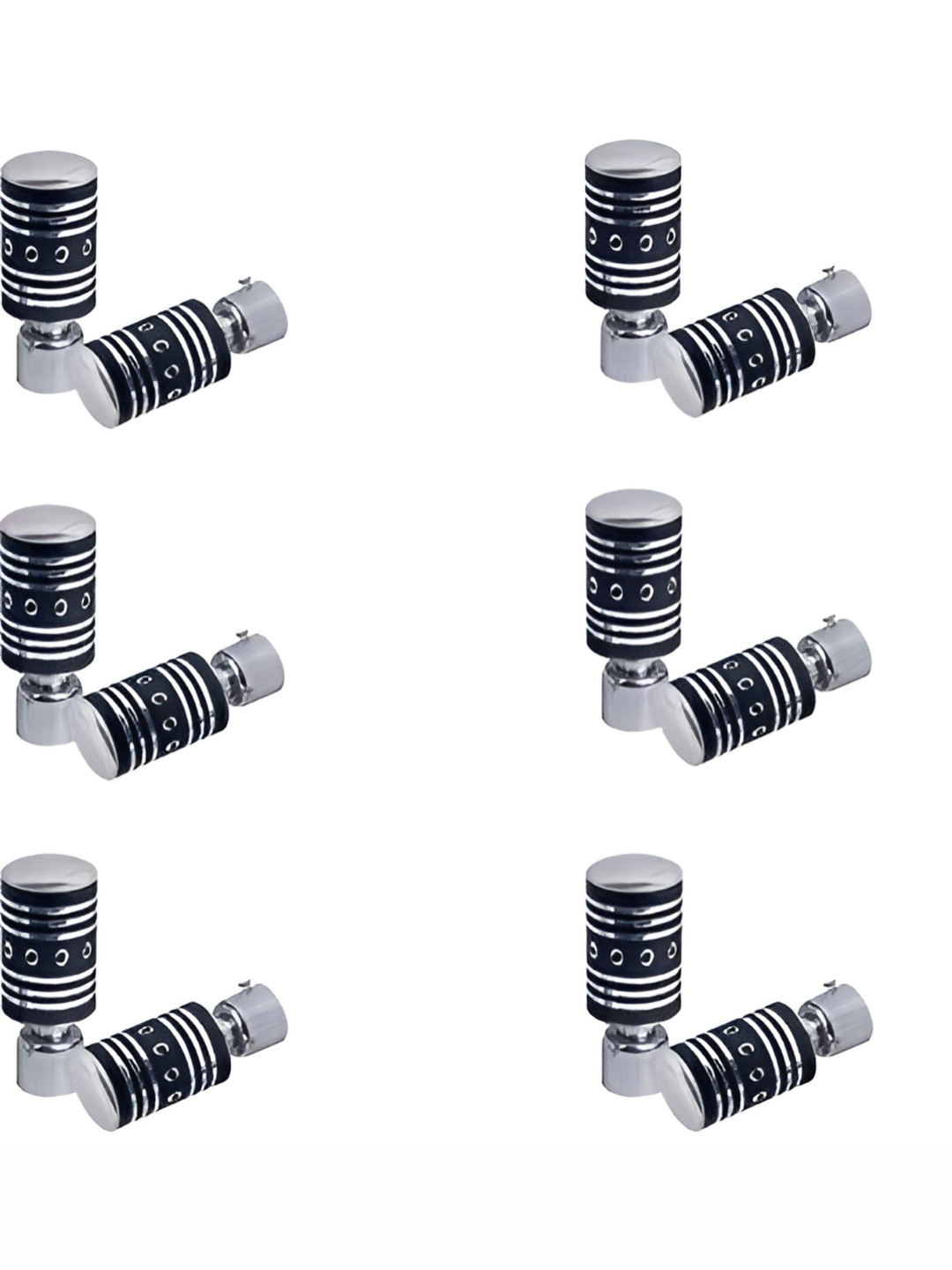 Rab Black & Silver Toned 12 Pieces Metal Rod Rail Brackets