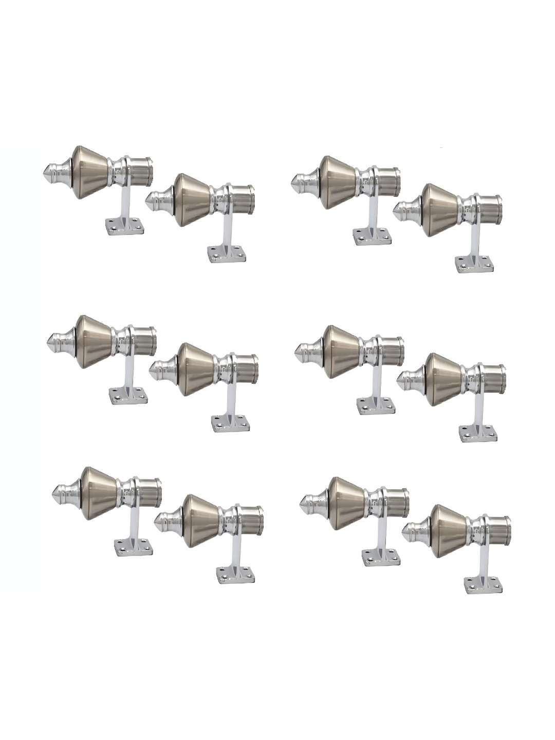 Rab Silver Toned 12 Pieces Rod Rails Metallic Brackets