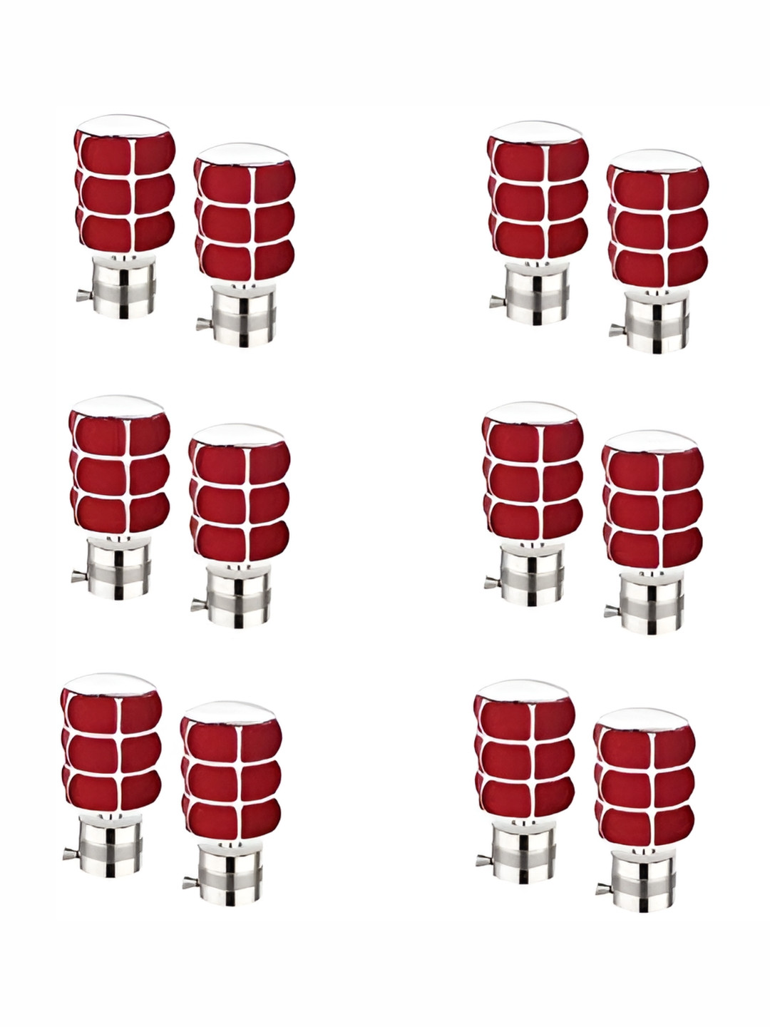 Rab Red 12 Pieces Stainless Steel Glossy Rod Rail Brackets