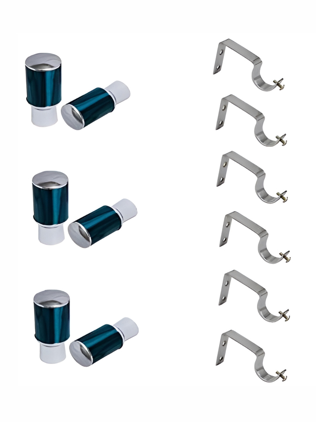 Rab Blue & Silver 6 Pieces Matte Rod Rail Bracket