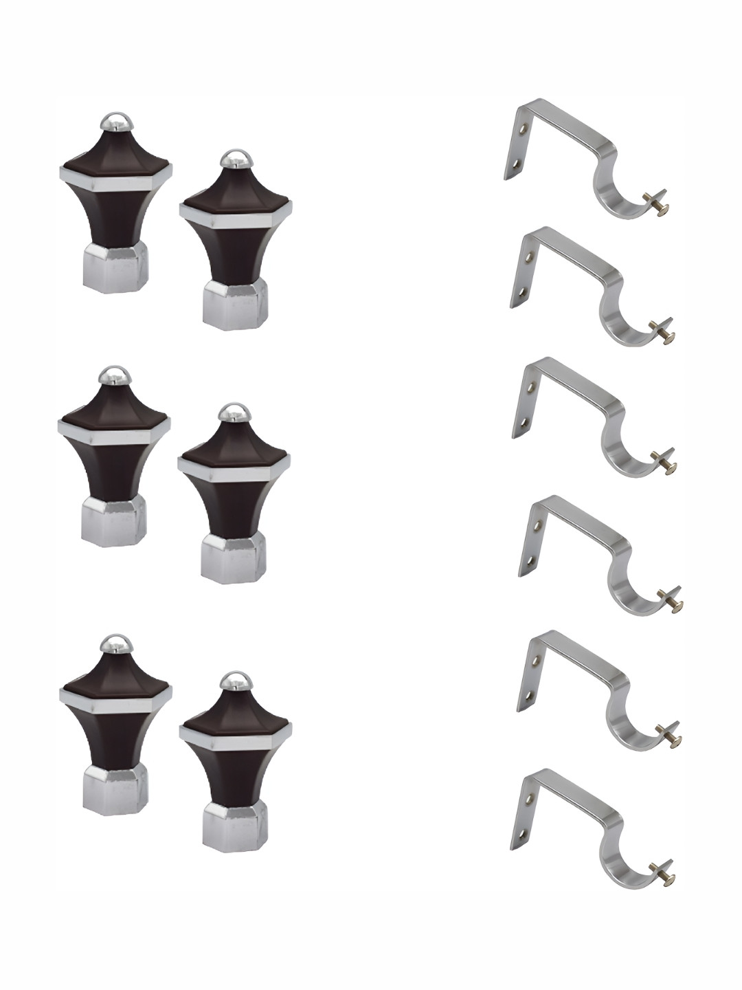 Rab Maroon 6 Pieces Metallic Rod Rail Metal Bracket