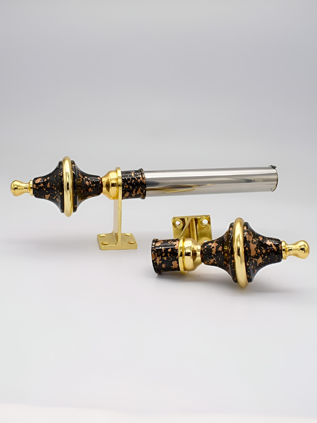 Rab Black & Gold toned 2 Pcs Rod Rails Metallic Brackets