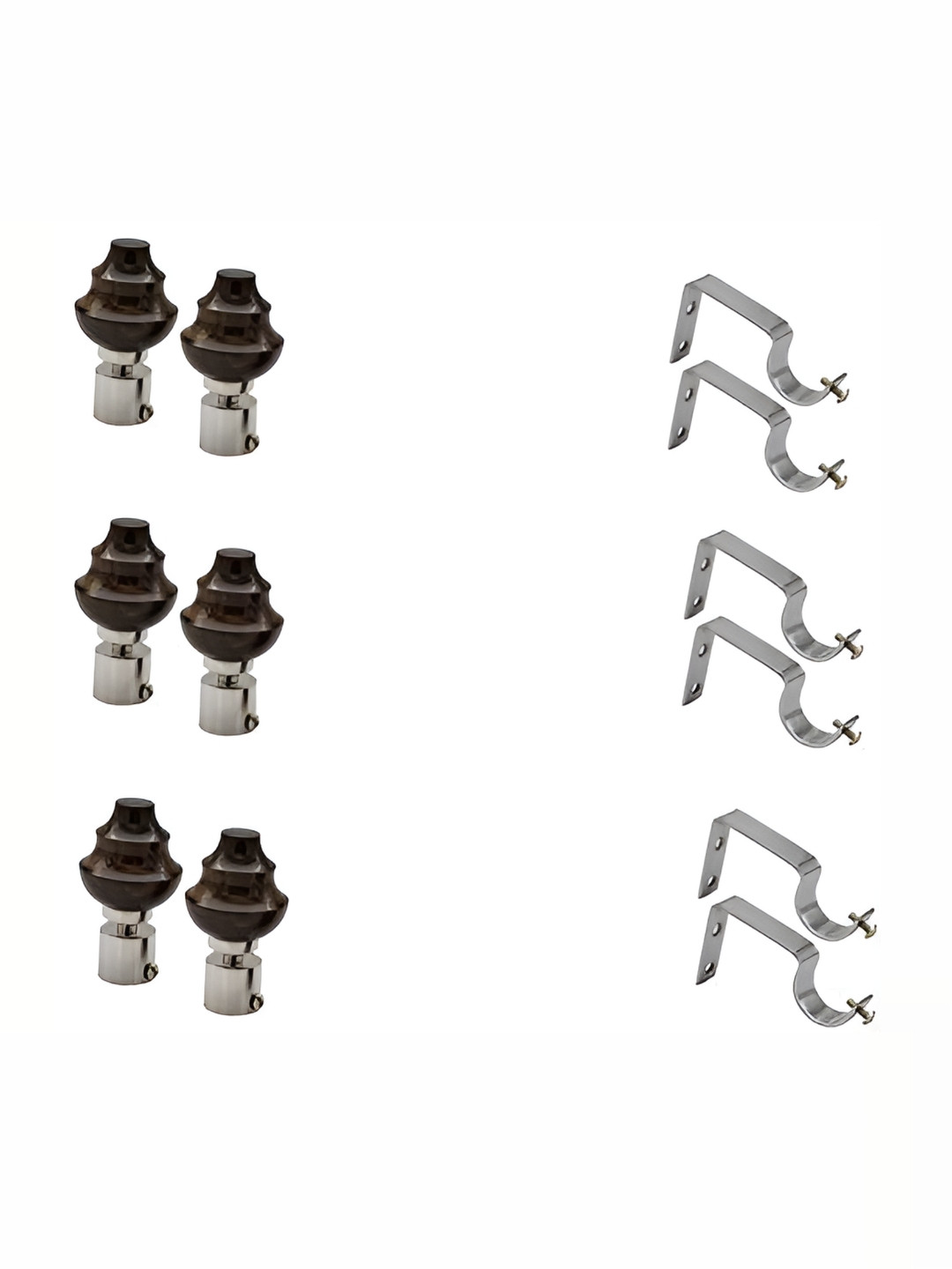 Rab Brown & Grey 6 Pieces Rod Rail Metal Brackets