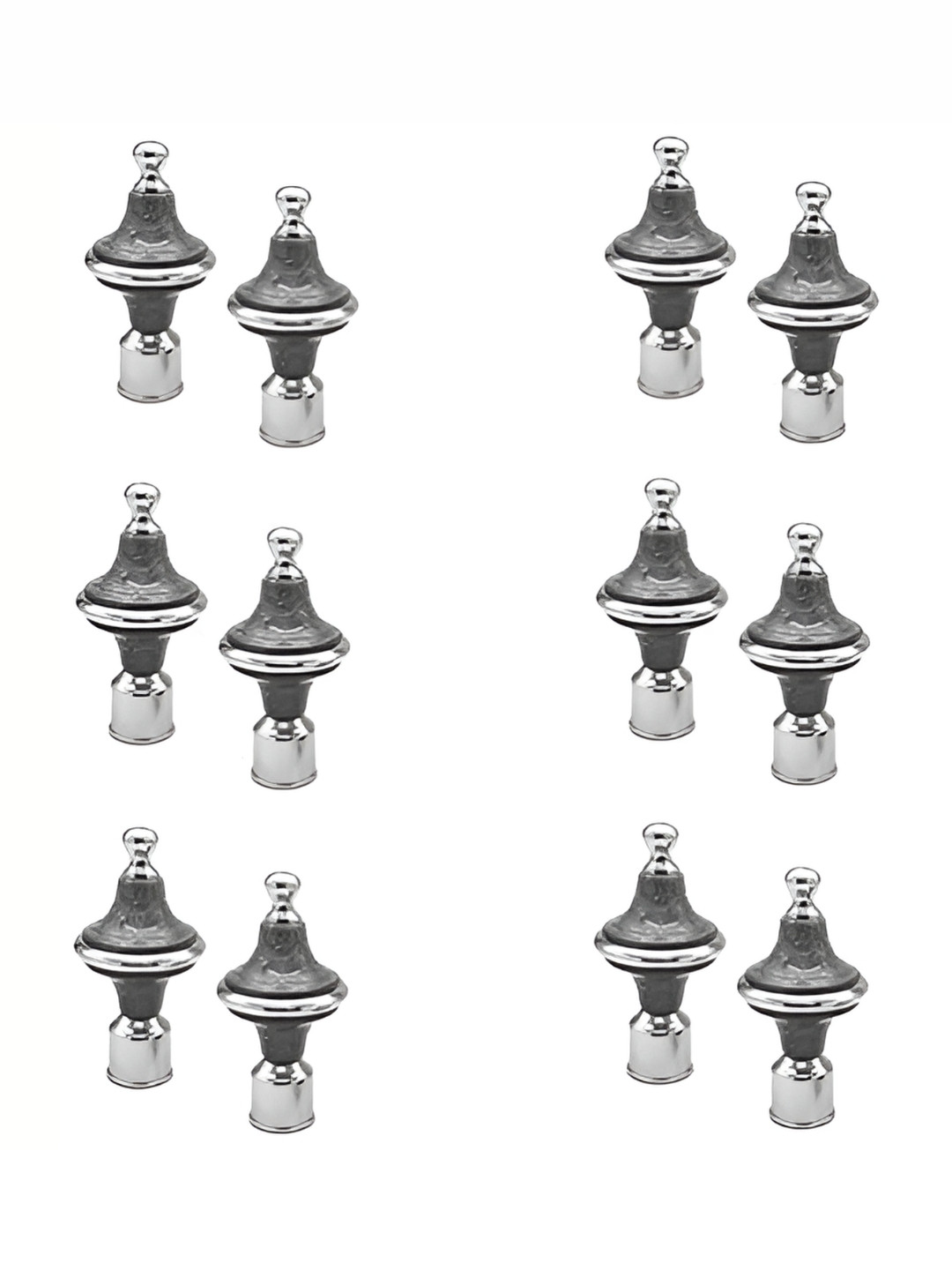 Rab Black & Silver Toned 12 Pieces Rod Rails Metallic Brackets