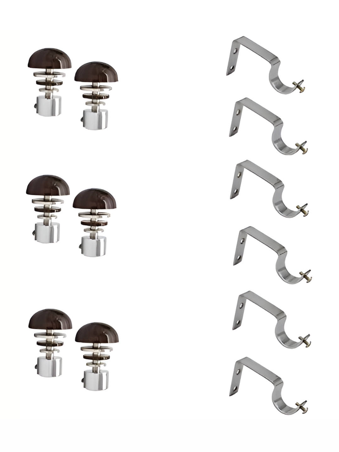 Rab Silver Toned & Brown Rod Rail Brackets With Hooks