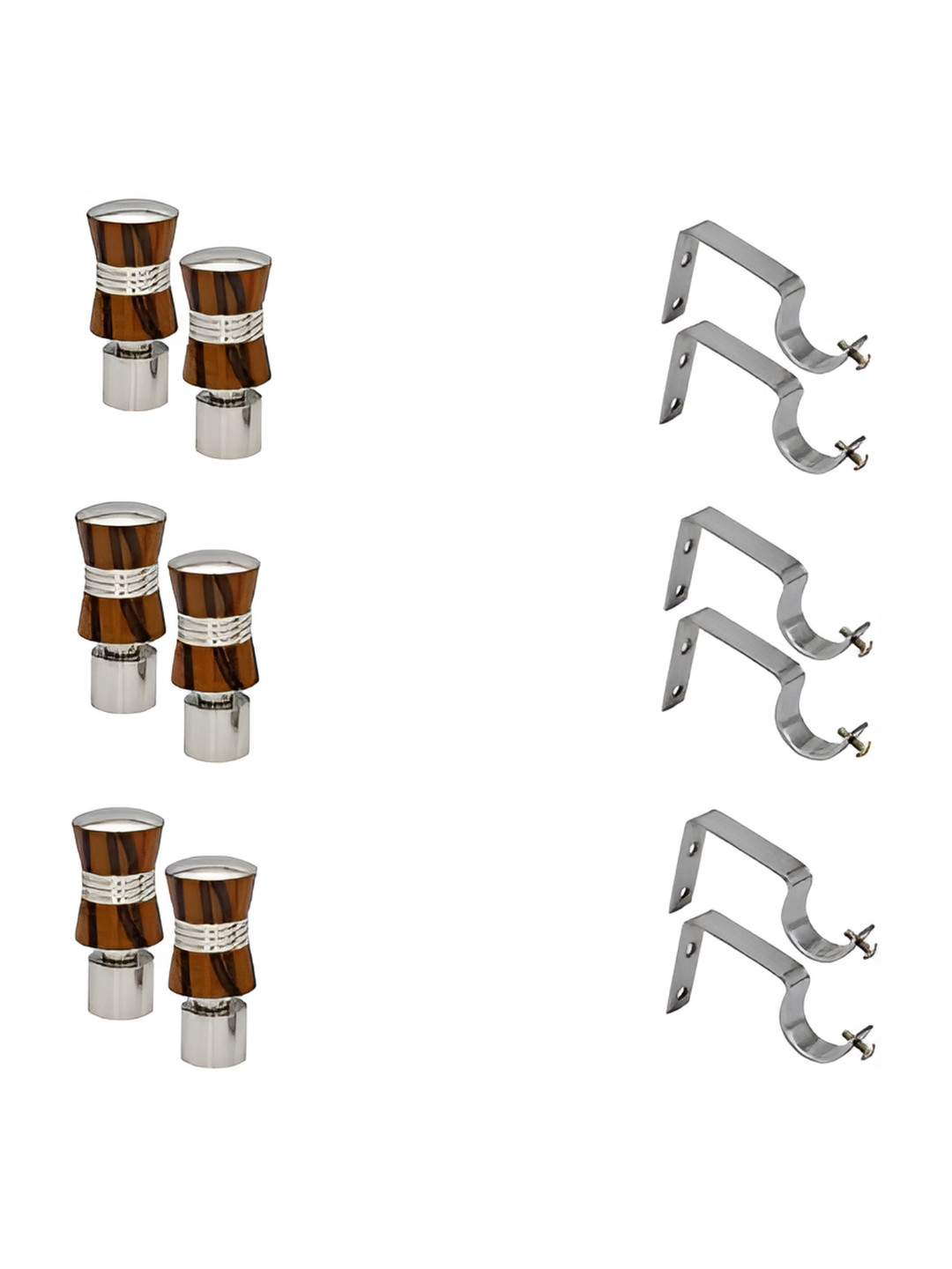 Rab Orange-Colored & Silver Toned 12 Pieces Rod Rail Brackets