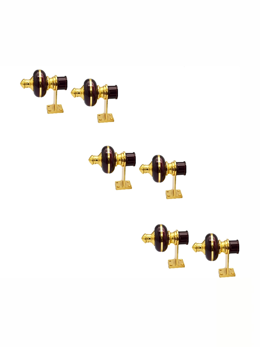 Rab Maroon & Gold Toned 6 Pieces Rust Proof Rod Rail Metal Bracket