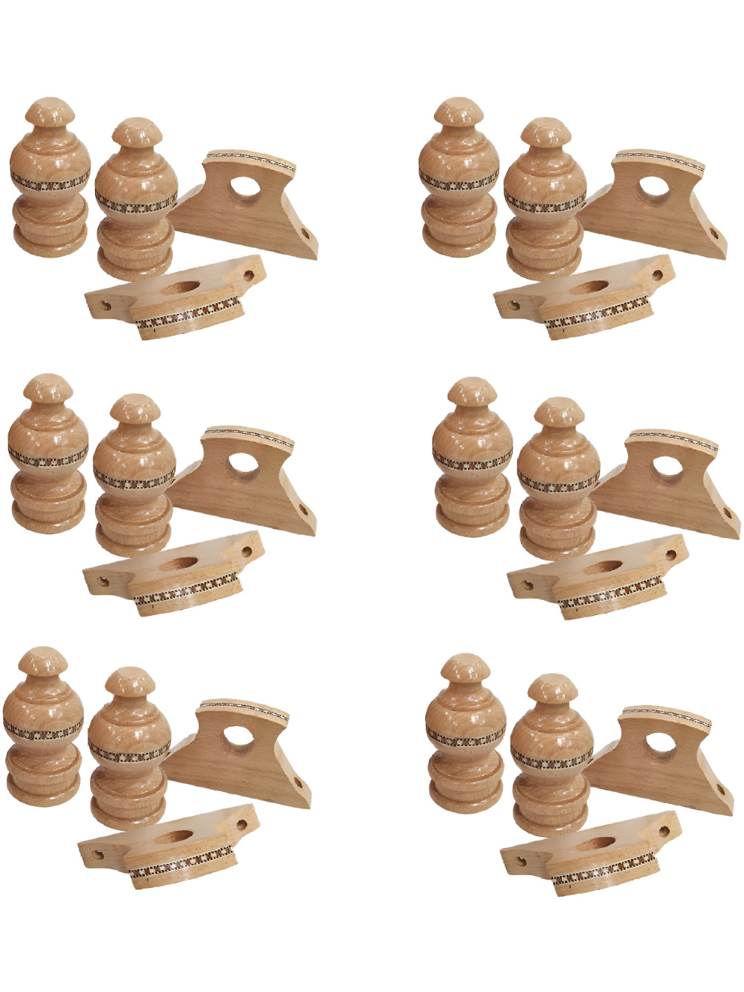 Rab Brown 24 Pieces Rod Rails Wooden Brackets