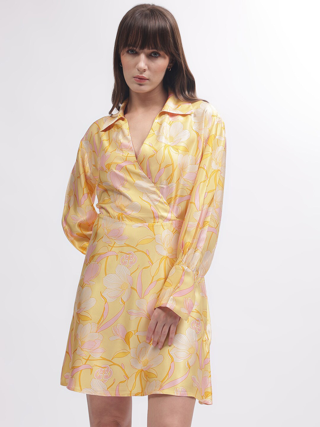 GANT Floral Print Shirt Collar Wrap Dress