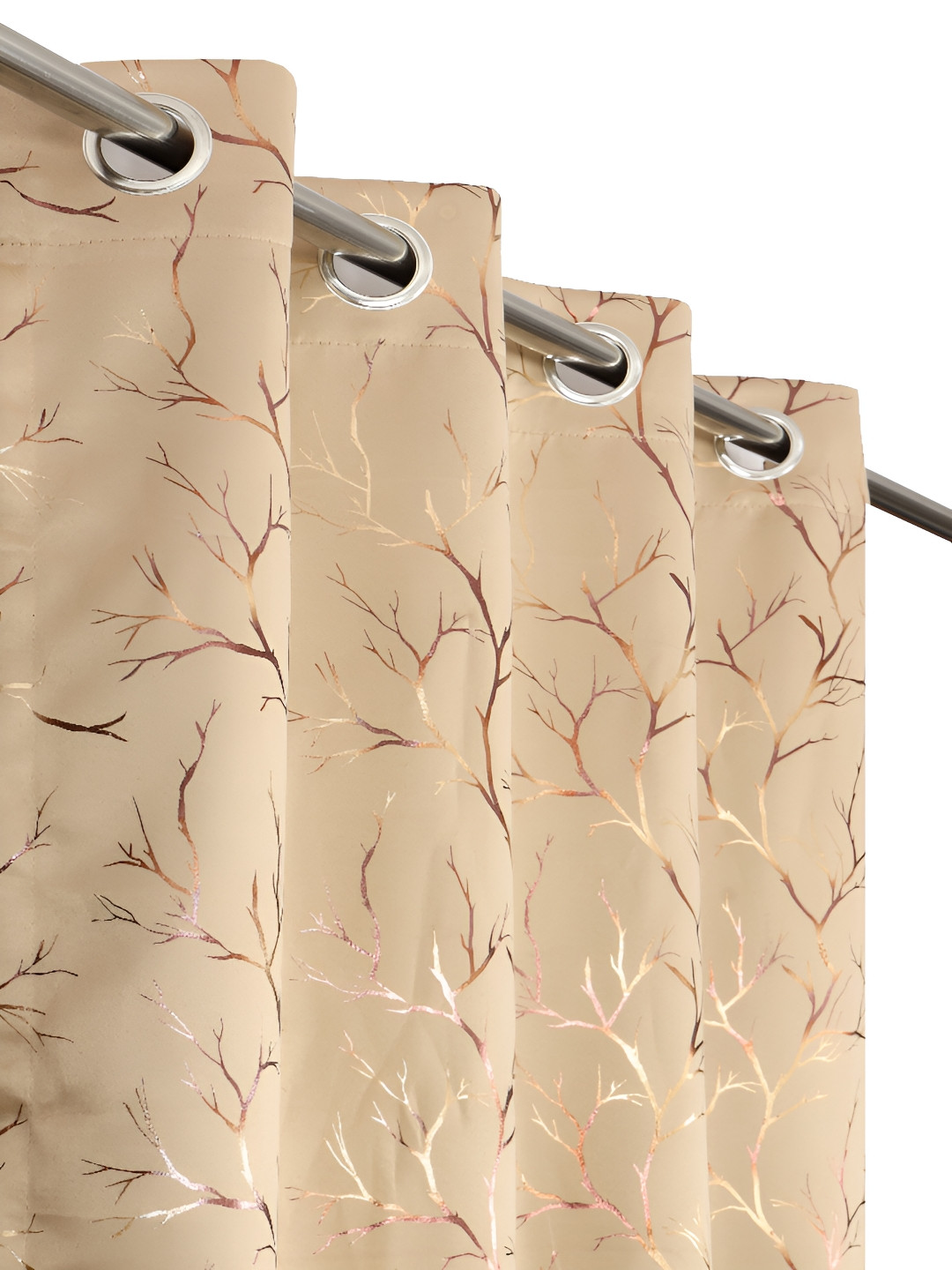 Kraftiq Homes Gold-Toned & Cream 2 Pcs Geometric Black Out Door Curtain