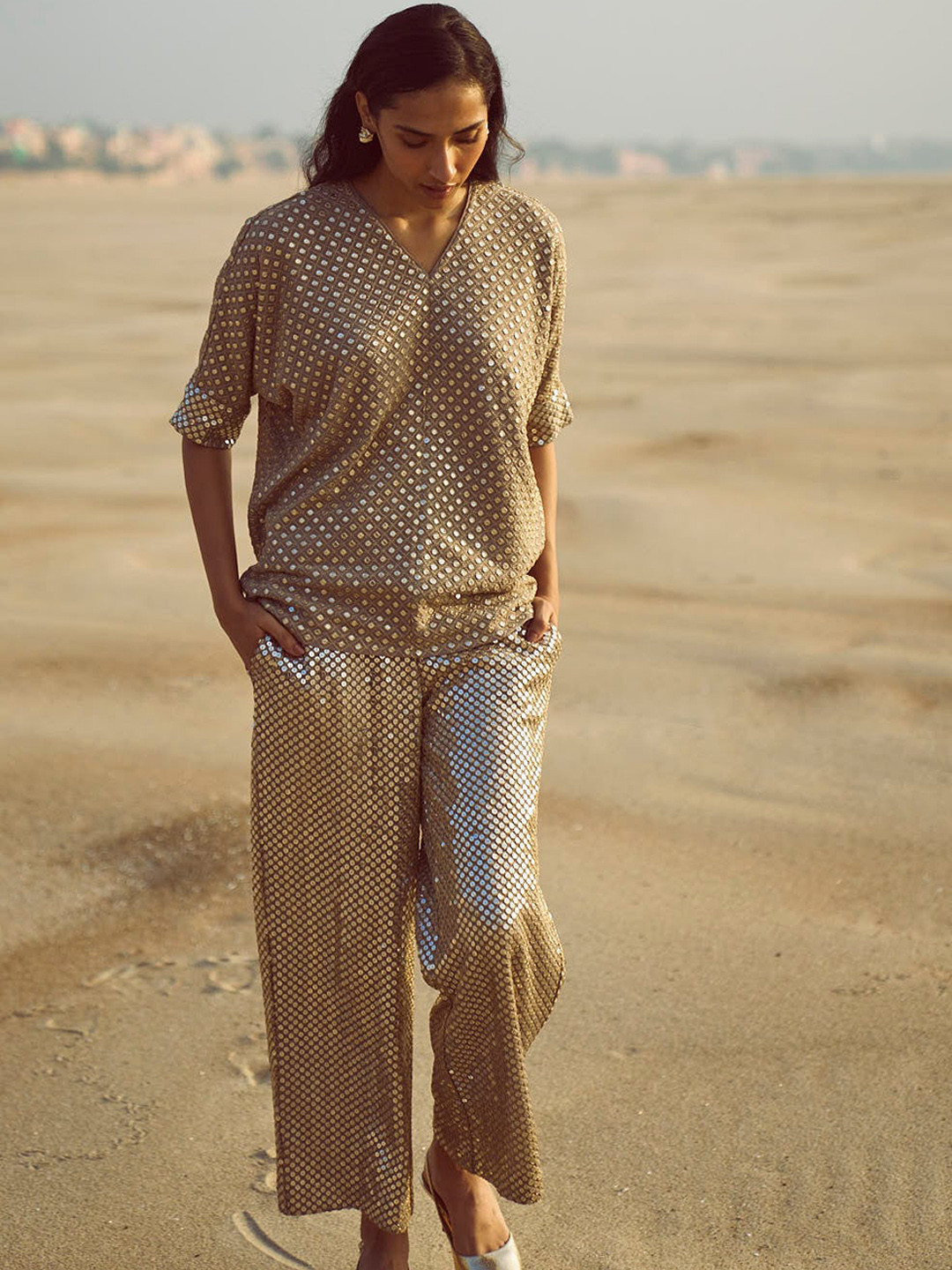 Dash and Dot  Women Embellished Relaxed Flared Parallel Trousers