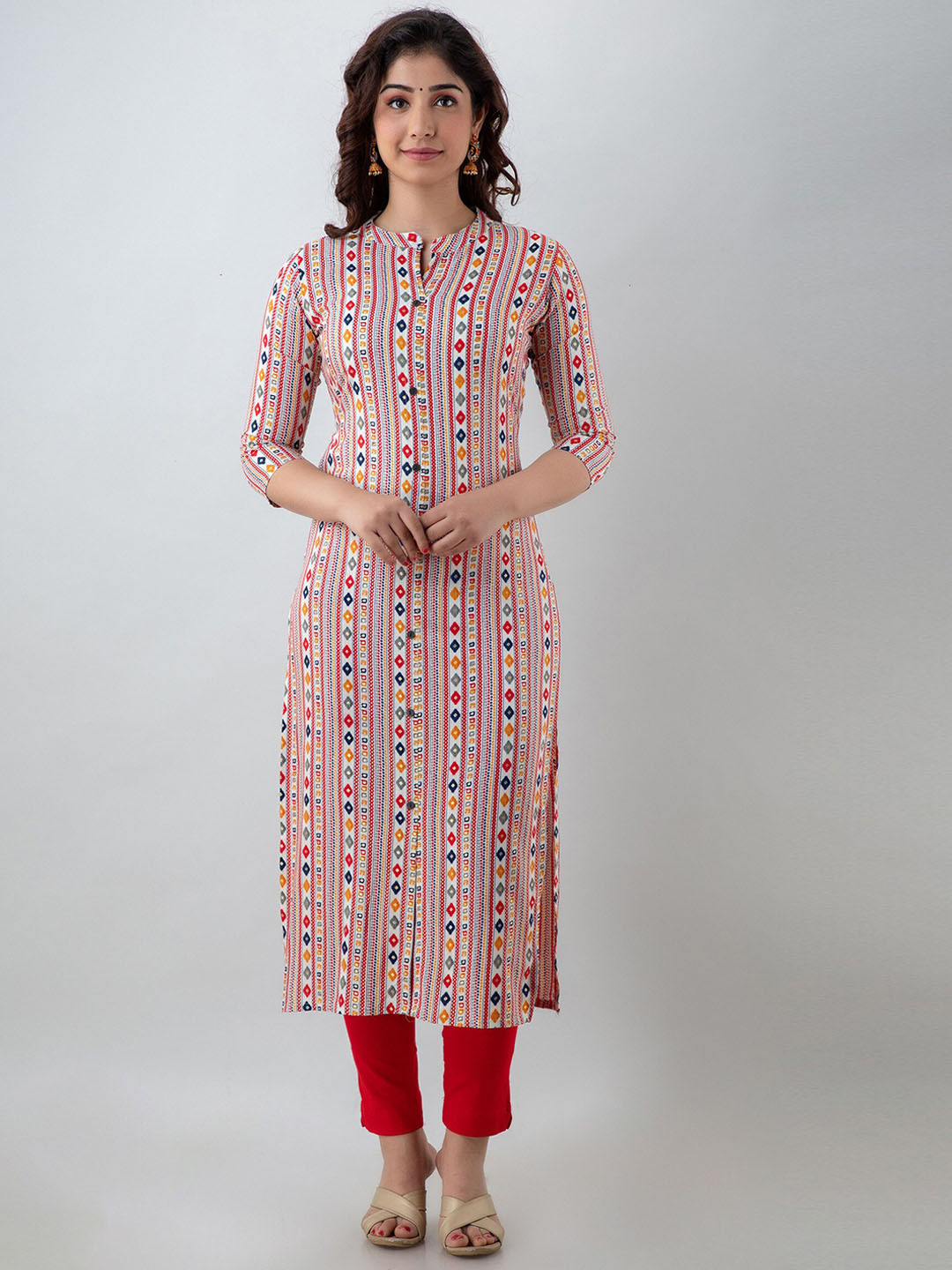 PARIKSHIT Geometric Printed Mandarin Collar Kurta