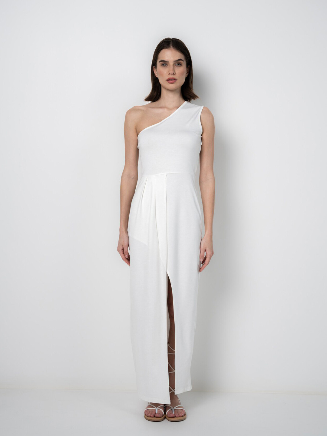SOTBELLA One Shoulder Pleated Maxi Dress