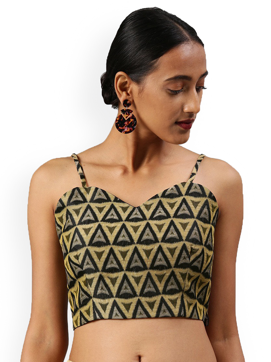 KALINI Woven Design Shoulder Strap Saree Blouse