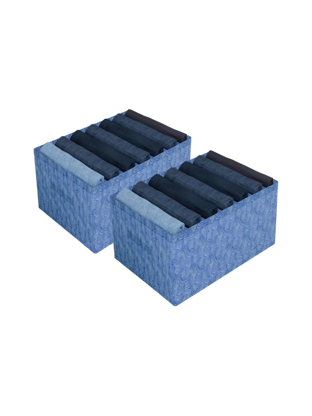 Kuber Industries Blue 2Pcs Reusable Trouser Box Organisers