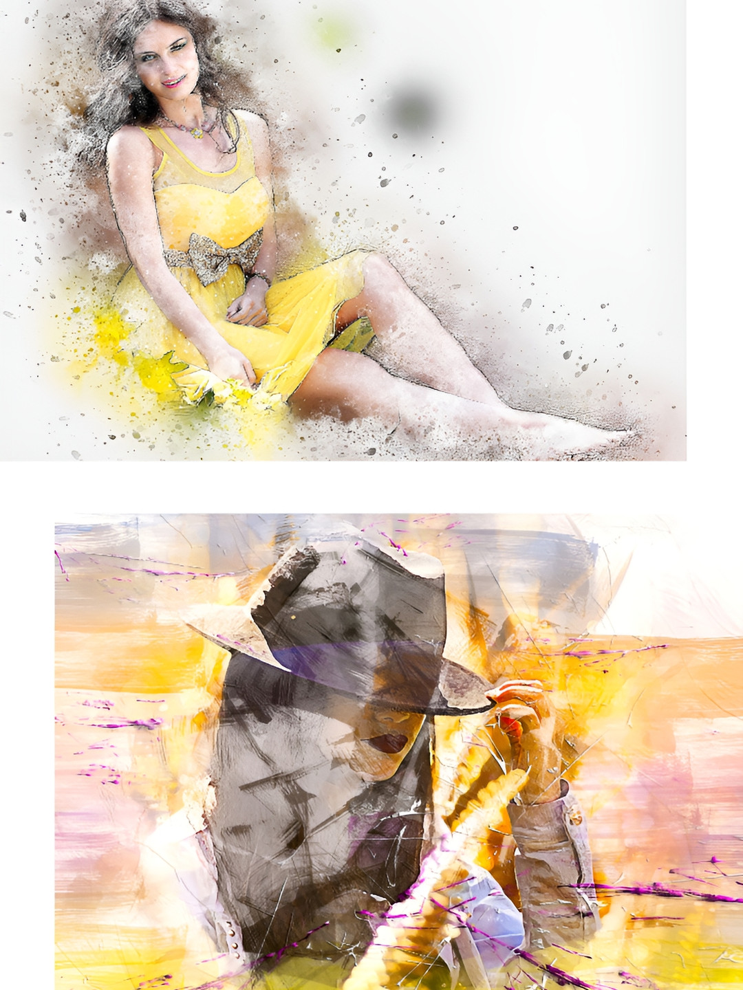 Adventures India Yellow & Pink 2 Piece Ladies Wooden Painting Wall Art