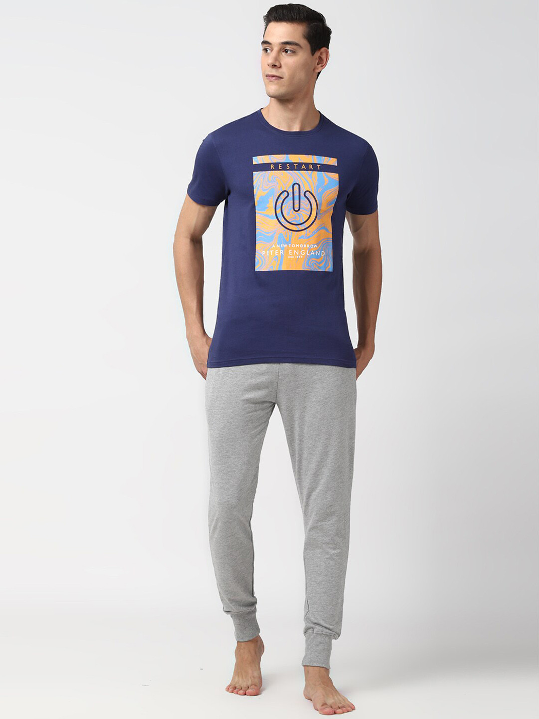 Peter England Printed Pure Cotton T-Shirt With Pyjamas