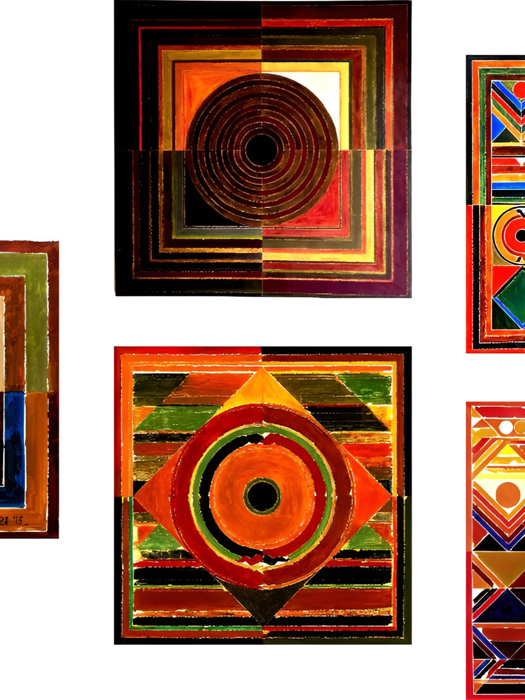 Adventures India Red Wood 5 Pcs Wall Living Room Square Paintings Wall Art -11.8 x 11.8In
