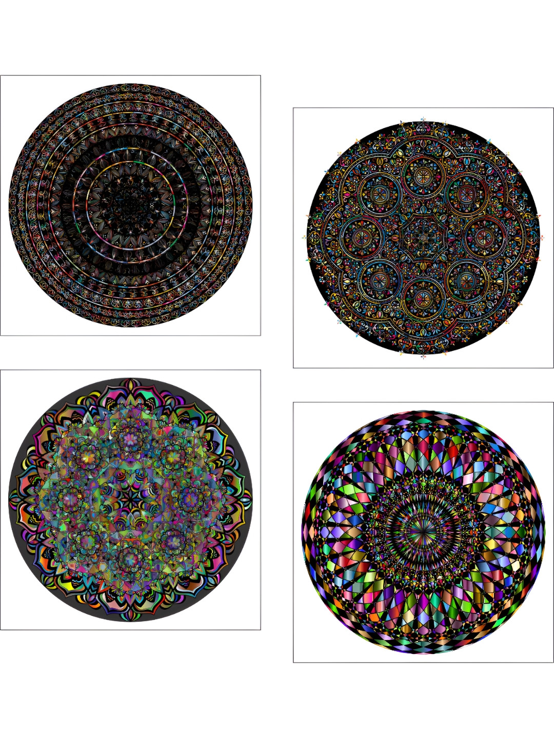 AdventuresIndia Wood 4 Piece Wall Round Paintings Wall Art - 11.8 x 1.1In