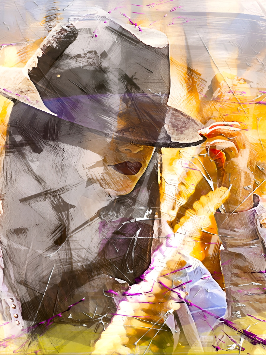 Adventures India Yellow & Pink Wooden Painting Wall Art