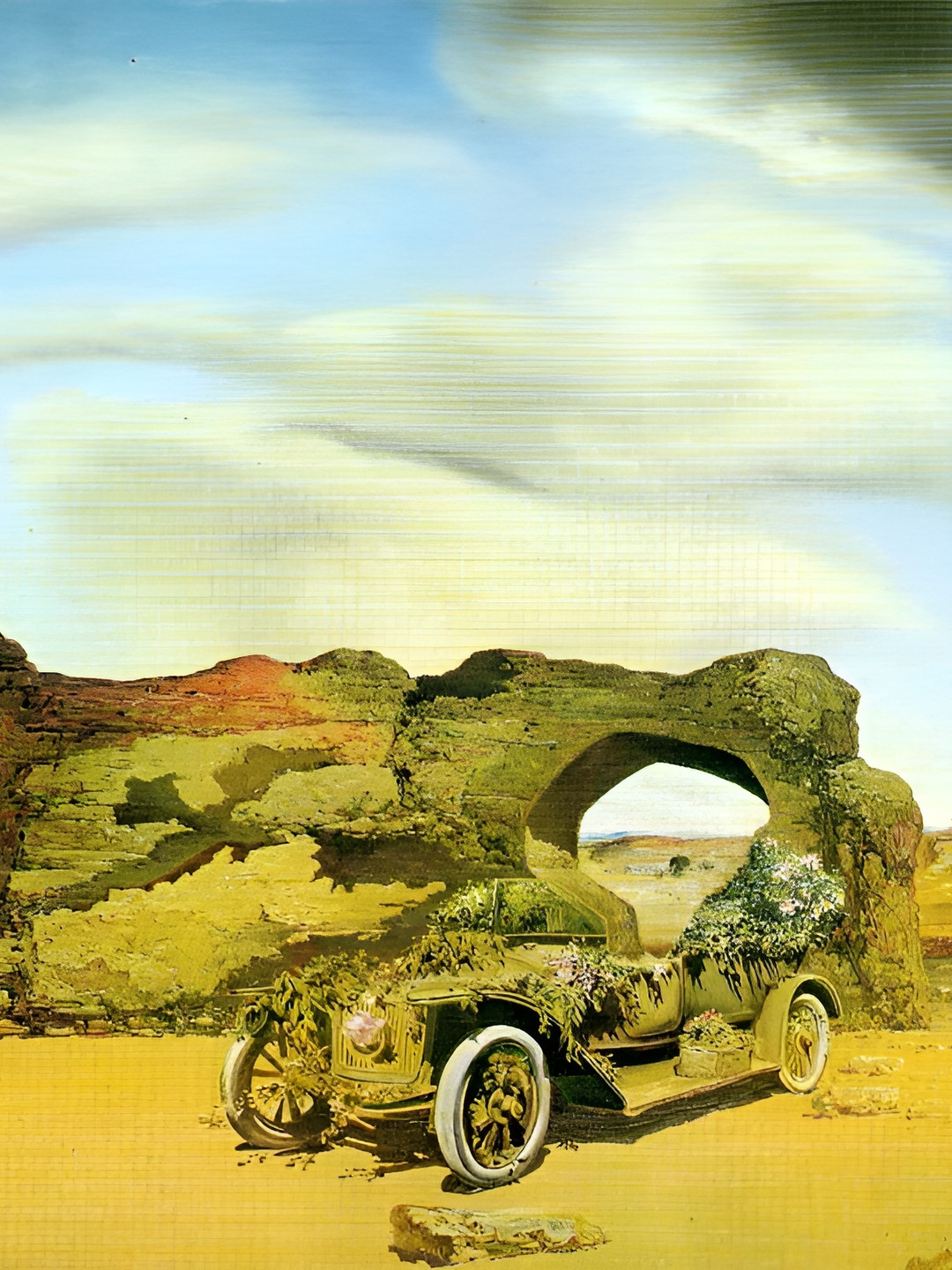 Adventures India Yellow & Off White Wooden Painting Wall Art